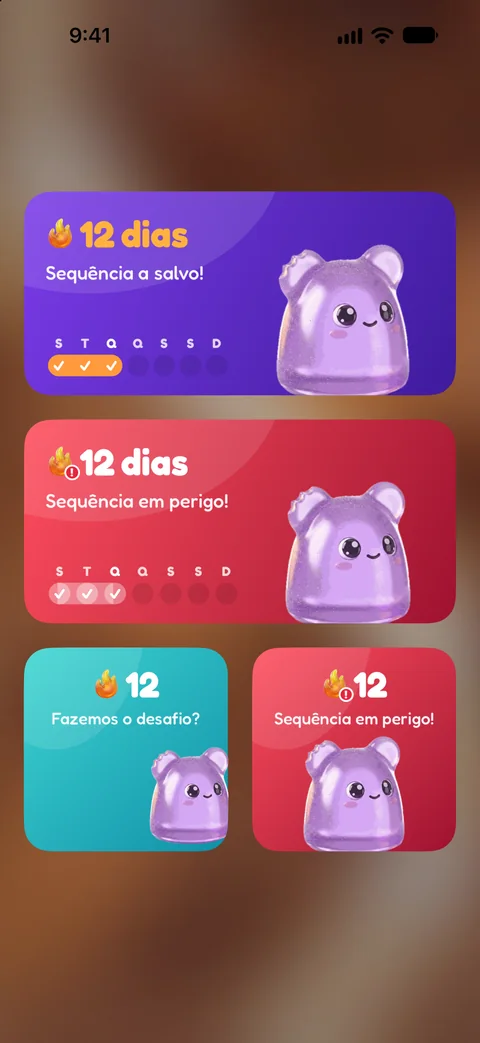 Widgets da sequência do desafio diário